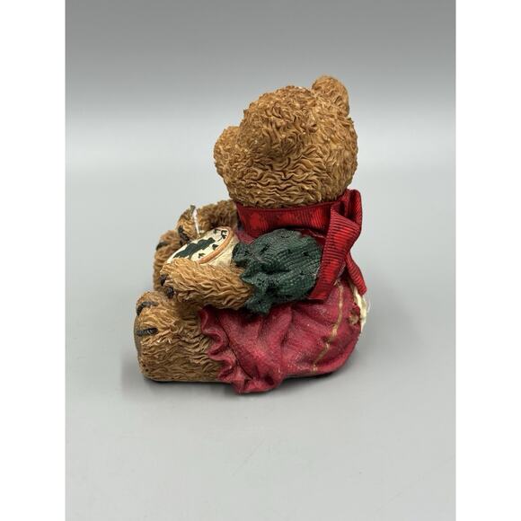 Heart Patch Place Christmas Bear Figurine Knitting Christmas Tree 1996 Vintage - Picture 4 of 9